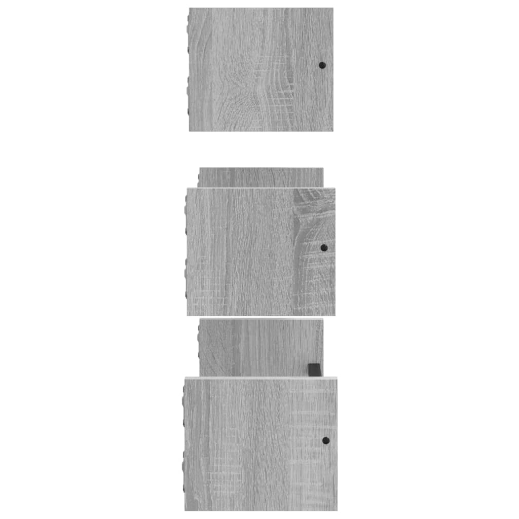 3-tlg. Wandregal-Set mit Stangen Grau Sonoma Holzwerkstoff