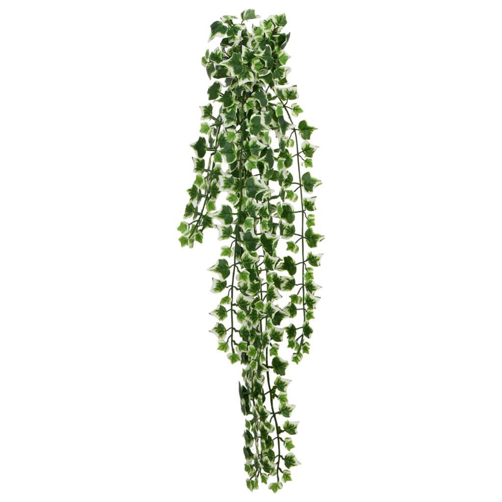 Hängepflanzen Künstlich 12 Stk. 339 Blätter 90 cm Grün und Weiß