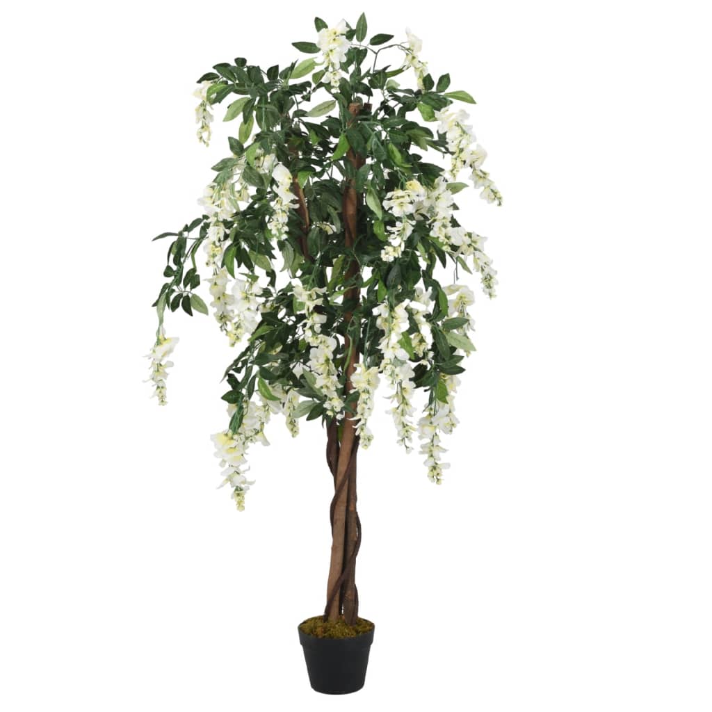 Glyzinienbaum Künstlich 840 Blätter 120 cm Grün und Weiß