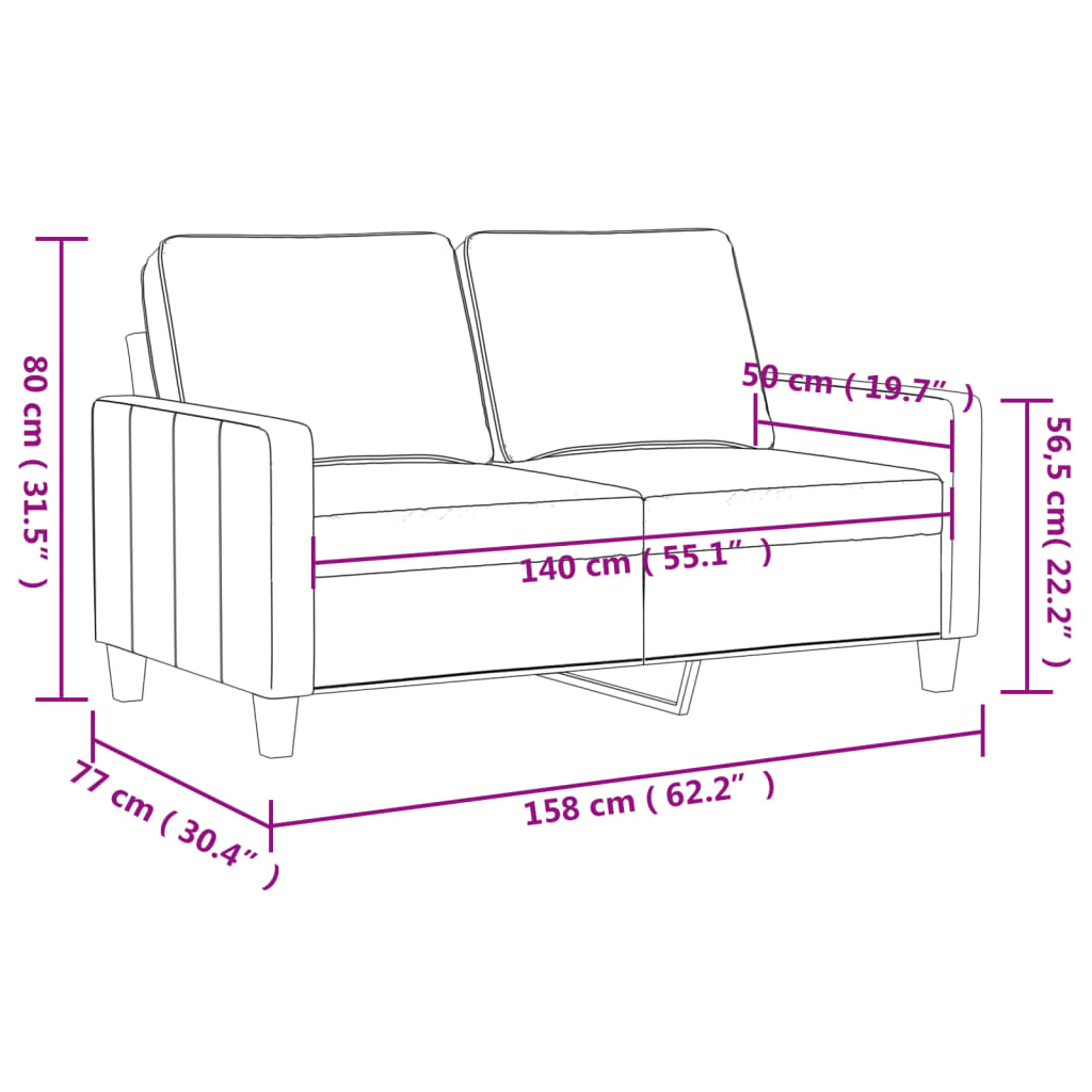 2-Sitzer-Sofa Dunkelgrau 140 cm Stoff