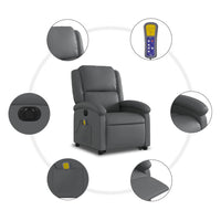 Thumbnail for Massagesessel mit Aufstehhilfe Elektrisch Grau Kunstleder