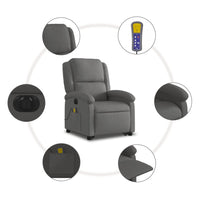 Thumbnail for Massagesessel mit Aufstehhilfe Elektrisch Grau Echtleder