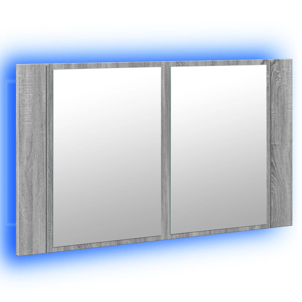 LED-Spiegelschrank Grau Sonoma 80x12x45 cm Acryl