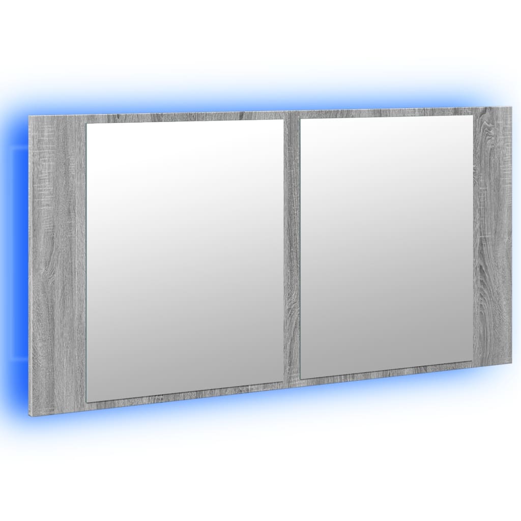 LED-Spiegelschrank Grau Sonoma 90x12x45 cm Acryl
