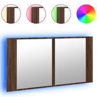 Thumbnail for LED-Spiegelschrank Braun Eichen-Optik 90x12x45 cm Acryl