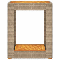 Thumbnail for Garten-Beistelltisch mit Holzplatte Beige Poly Rattan