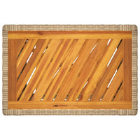 Thumbnail for Garten-Beistelltisch mit Holzplatte Beige Poly Rattan