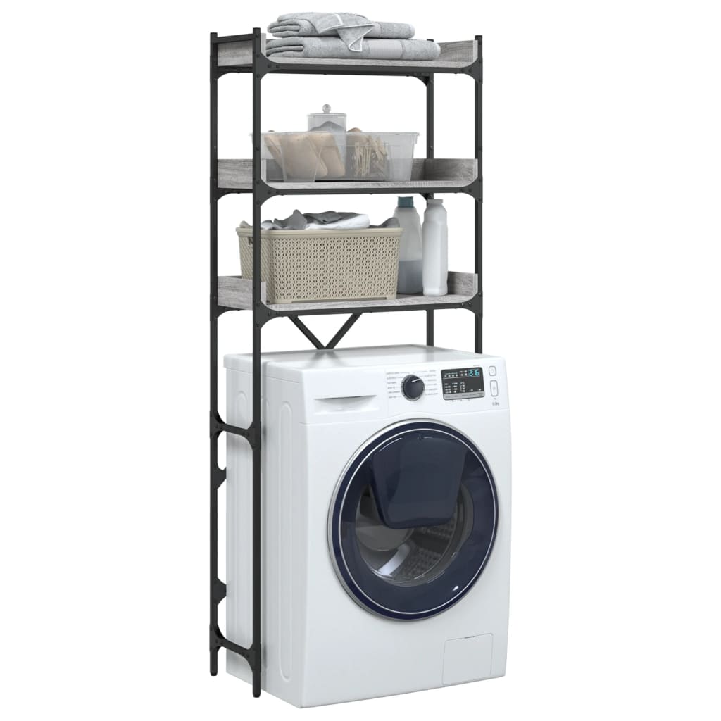 Waschmaschinenregal Grau Sonoma 67x25x163 cm Holzwerkstoff