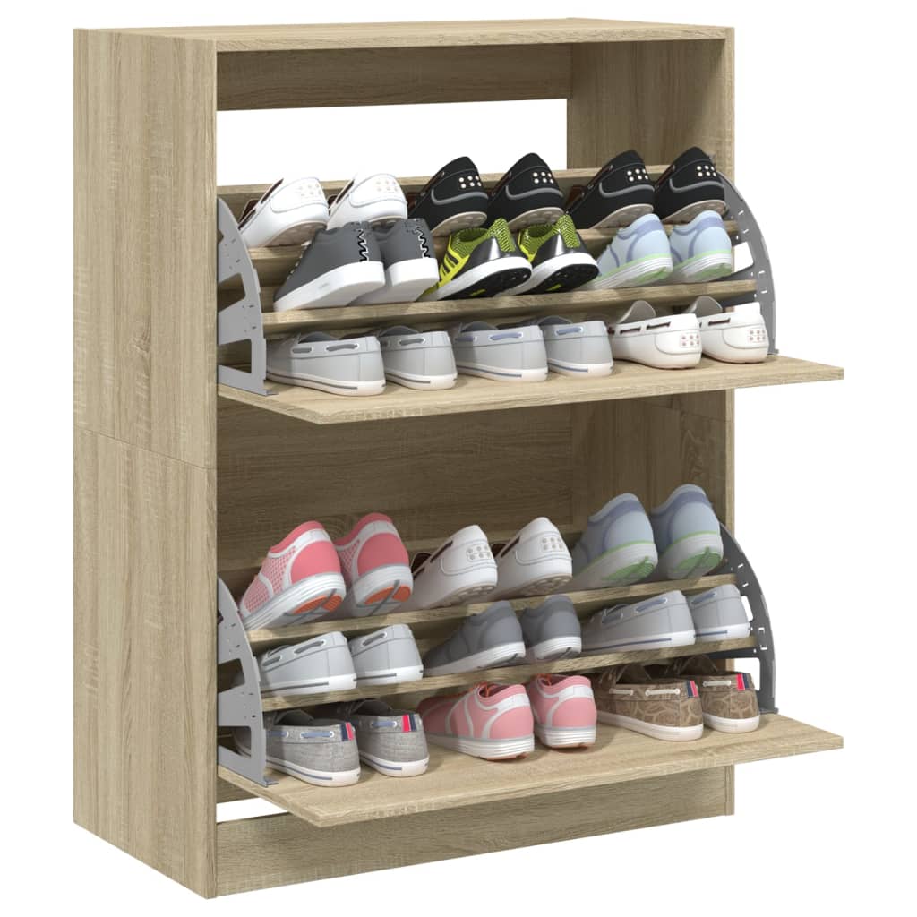 Schuhschrank mit 2 Klappen Sonoma-Eiche 80x42x108 cm