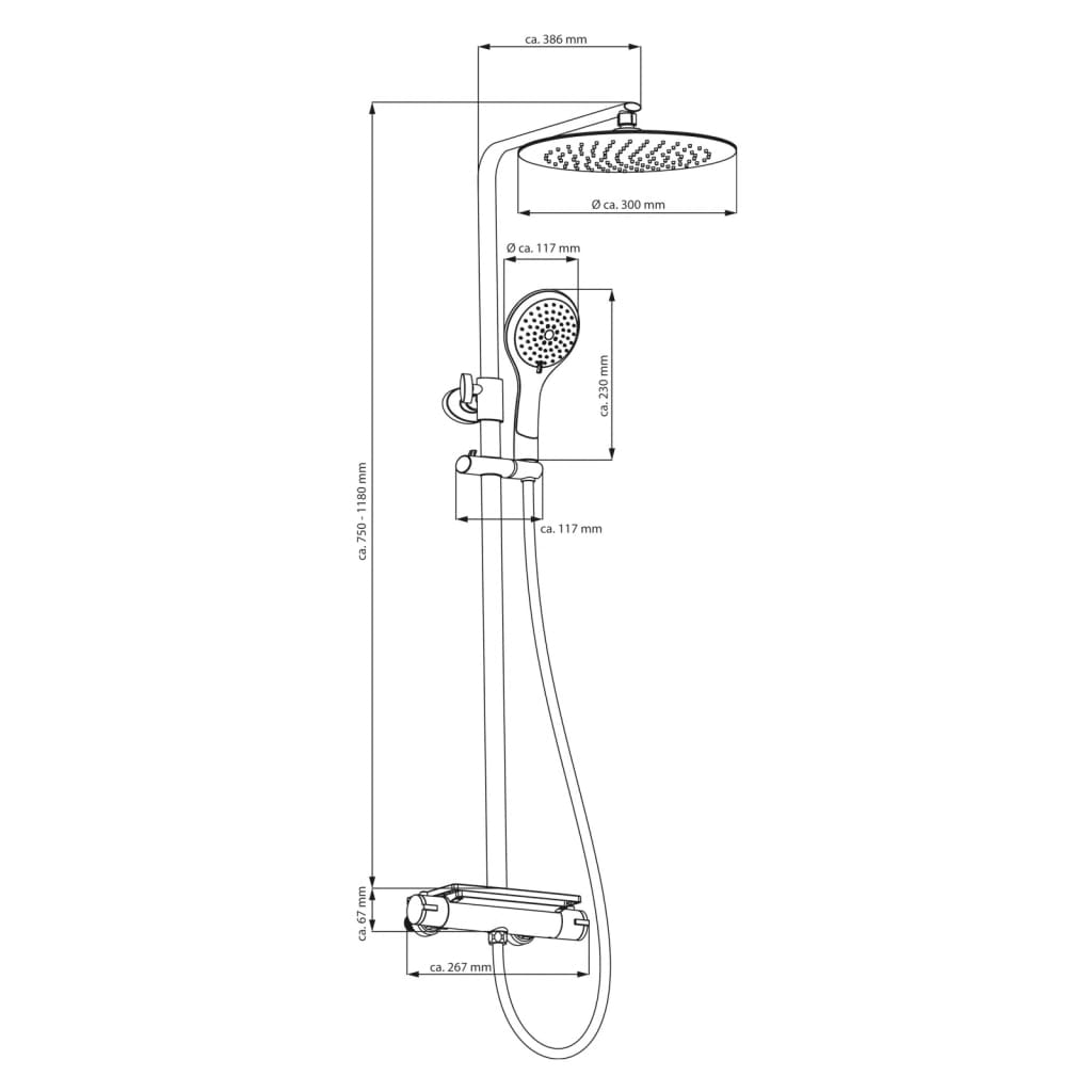 EISL Duschset mit Thermostatarmatur GRANDE VITA Chrom-Weiß